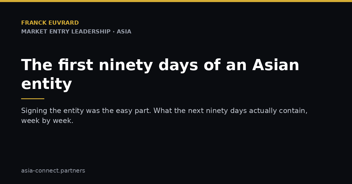 The first ninety days of an Asian entity
